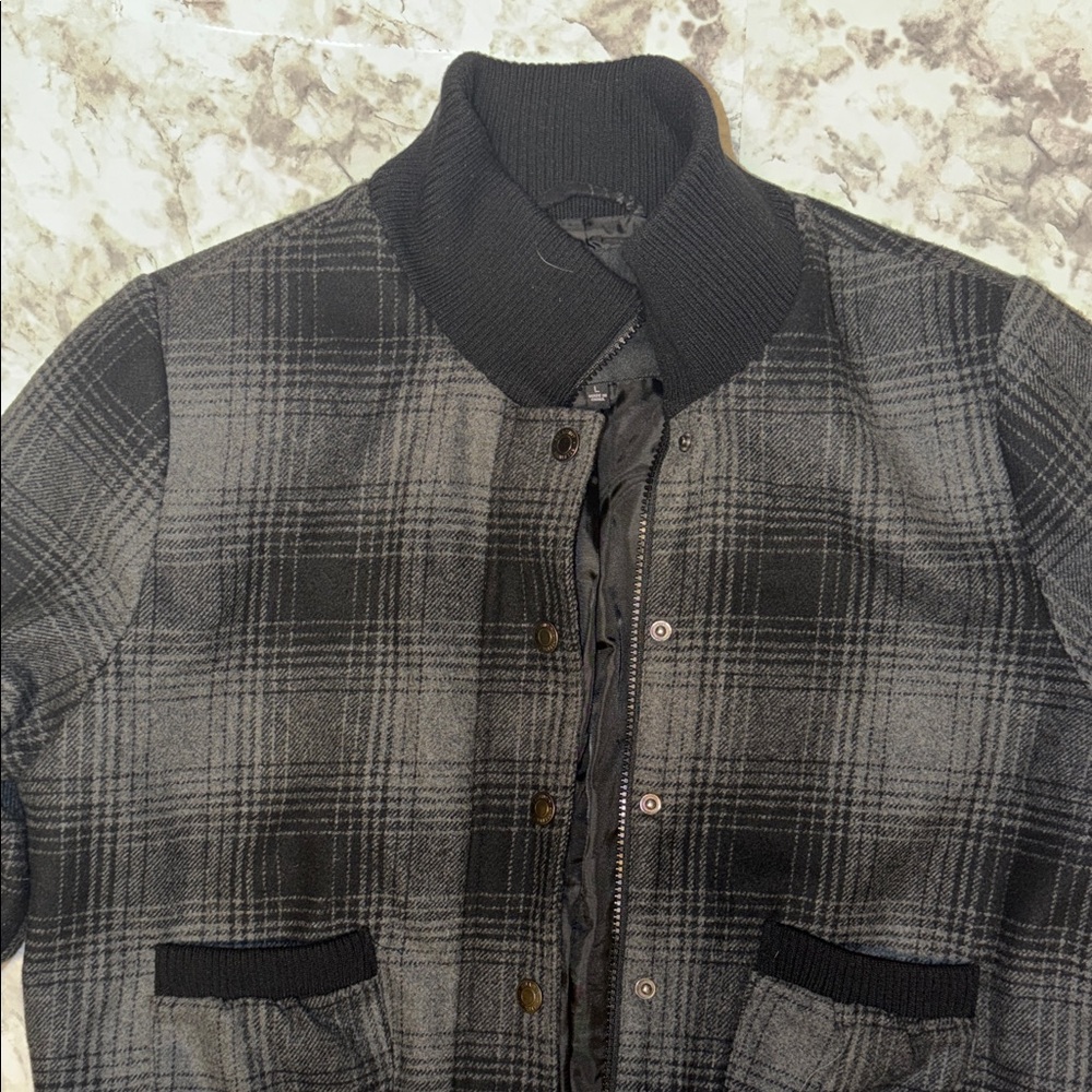 Relativity Dark Checkered Bomber Jacket - image 3